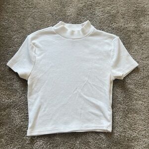 WHITE MOCK NECK CROP TOP